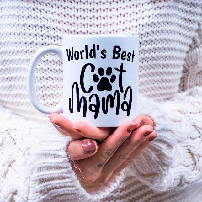 Niedlich World's Best Cat Mama 1 Foto Paw Print Kaffeetasse (Von Creator hochgeladen)