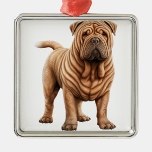 NIEDLICH WRINKLY TAN SHAR PEI DOG ORNAMENT AUS METALL