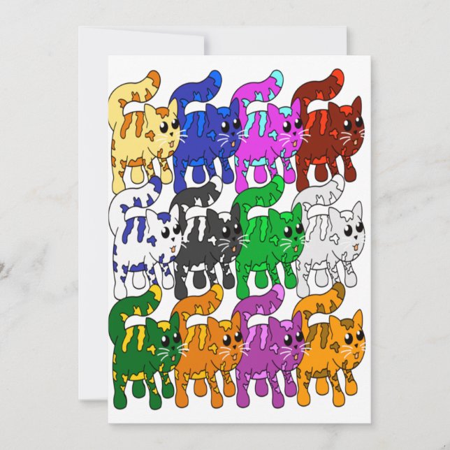 Niedlich Xmas Muster Kitten Crowd Karte (Vorderseite)