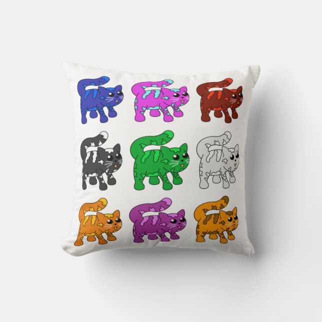 Niedlich Xmas Pattern Kitten Group Kissen (Vorderseite)