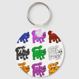 Niedlich Xmas Pattern Kitten Group Schlüsselanhänger