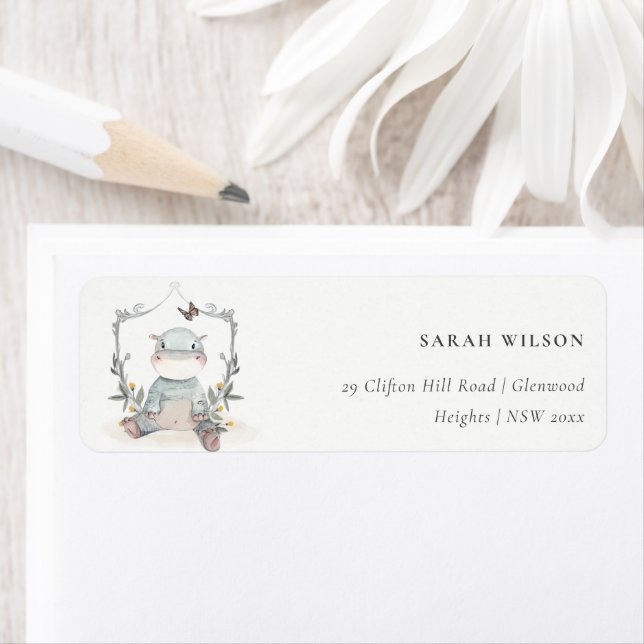 Niedlich Yellow Baby Hippo Foliage Ballonadresse (Insitu)