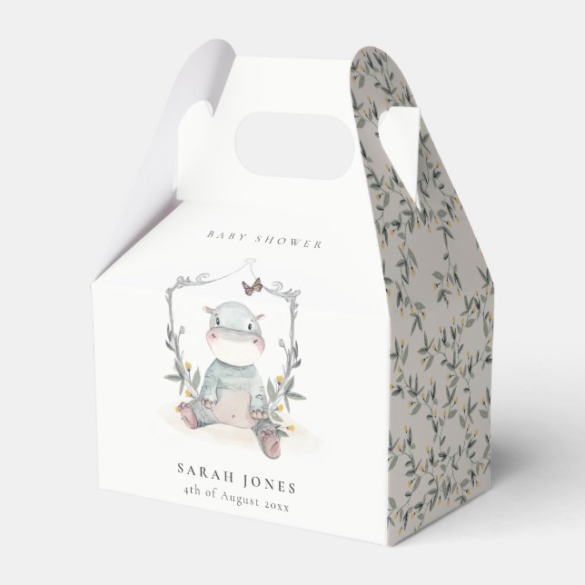 Niedlich Yellow Baby Hippo Foliage Balloon Babydus Geschenkschachtel (Vorderseite)