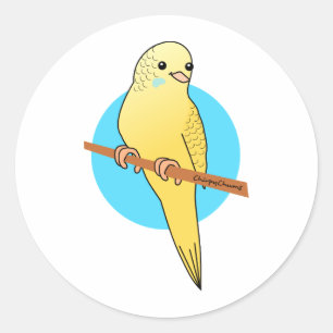 Niedlich Yellow Budgie Runder Aufkleber