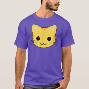 Niedlich Yellow Cartoon Kawaii Tabby Cat Kitten  T-Shirt