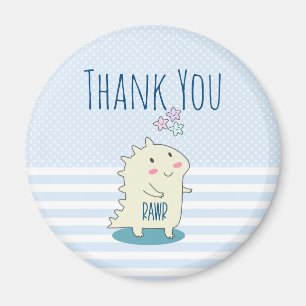 Niedlich Yellow Dinosaurier mit Happy Stars Danke Magnet