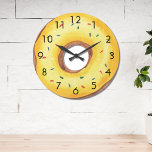 Niedlich Yellow Donut Große Wanduhr<br><div class="desc">Diese niedliche,  lustige Wanduhr ist mit einem wasserfarbenen,  gelben Donut mit Sprinklen dekoriert. Das perfekte Geschenk für einen Donut-Liebhaber! Original Wasserfarbe © Michele Davies.</div>