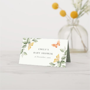 Niedlich Yellow Garden Foliage Butterflies Babydus Platzkarte