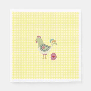 Niedlich Yellow Gingham Chicken Napkins Serviette
