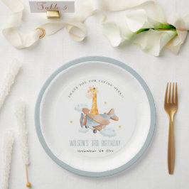 Niedlich Yellow Kids Flugzeug Stars Sky Giraffe Ge Pappteller