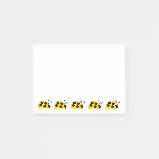 Niedlich Yellow Ladybug Post-it Klebezettel (Vorderseite)