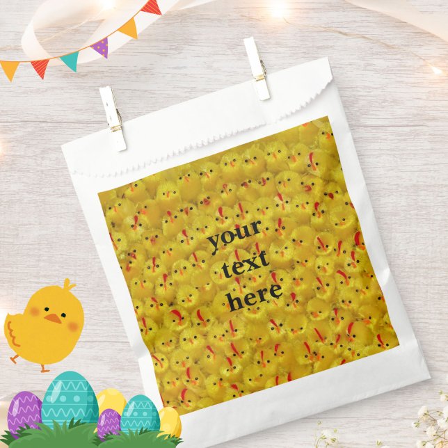 Niedlich-Yellow-Oaster-Chicks, benutzerdefiniert T Geschenktütchen (Cute yellow chick pattern favor bags for Easter or spring celebrations. Personalize with your text.)