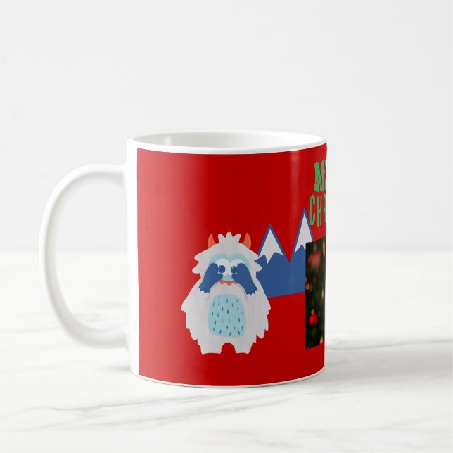 Niedlich Yeti Whimsical Kids Weihnachts-Foto Kaffeetasse (Links)