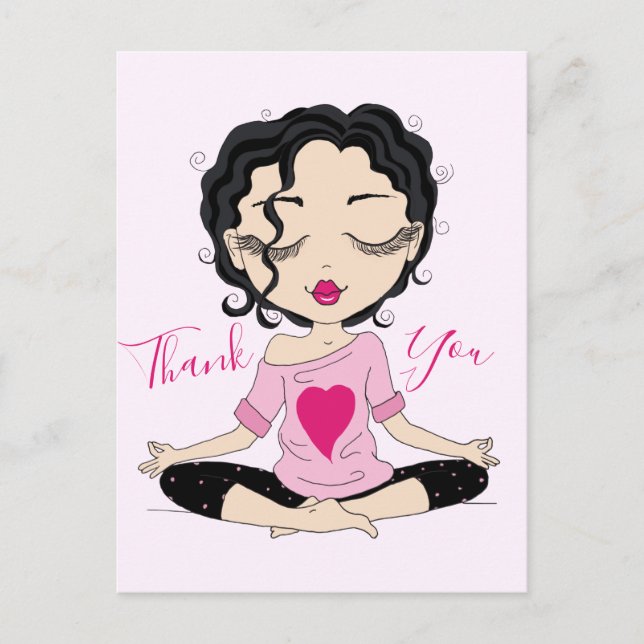Niedlich Yoga Girl Danke | Black Hair Postcard Postkarte (Vorderseite)