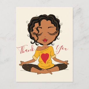 Niedlich Yoga Girl Danke Dark Brown Hair Postcard Postkarte
