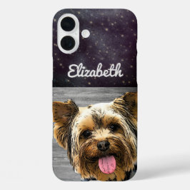 Niedlich Yorkie Dog Chic Lila Star Glam Terrier iPhone 16 Plus Hülle