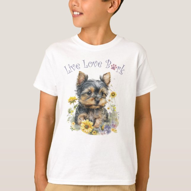 Niedlich Yorkie Dog Floral T-Shirt (Vorderseite)