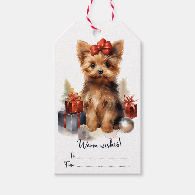 Niedlich Yorkie Dog Geschenkanhänger (Vorderseite)