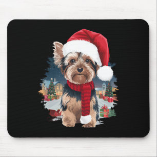 Niedlich Yorkie Dog Weihnachtsmannmütze Scarf Wint Mousepad