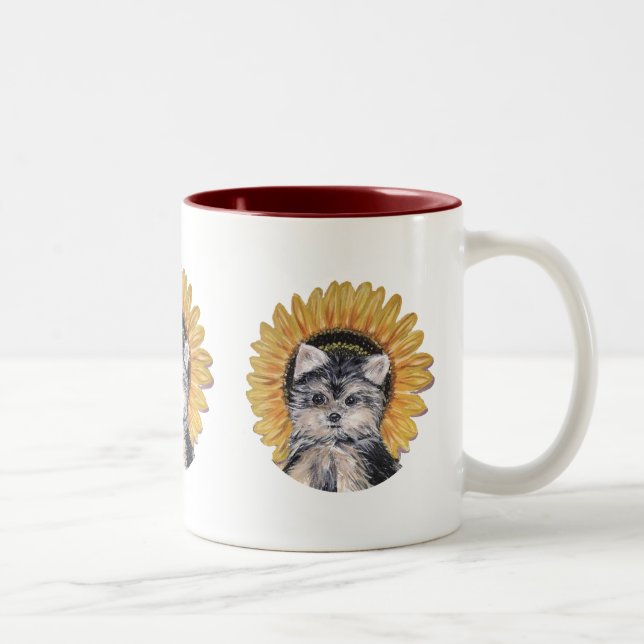 Niedlich Yorkie Dog Zweifarbige Tasse (Rechts)