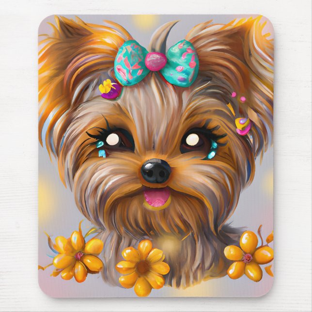 Niedlich Yorkie Kawaii Puppy Mousepad (Vorne)