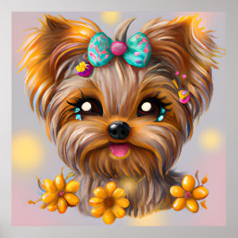 Niedlich Yorkie Kawaii Puppy Poster