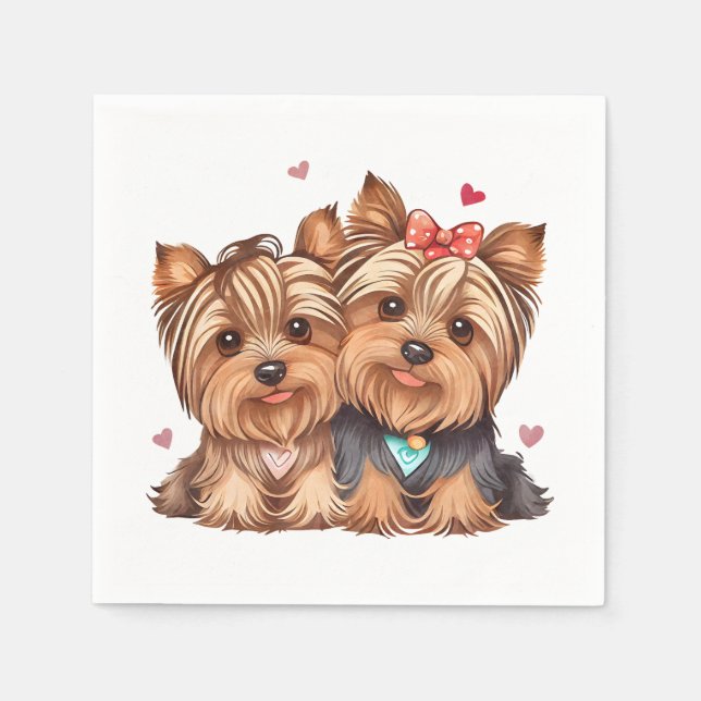 Niedlich Yorkie Liebe Puppy Dog Yorkshire Terrier Serviette (Vorderseite)
