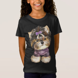 Niedlich Yorkie Puppy Dog Cartoon Yorkshire Terrie T-Shirt