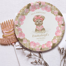 Niedlich Yorkie Two Niedlich Balloon Geburtstagspa Pappteller