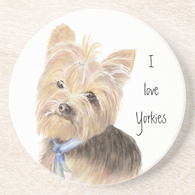 Niedlich Yorkie, Yorkshire Terrier, Hund, Haustier Getränkeuntersetzer (Vorne)