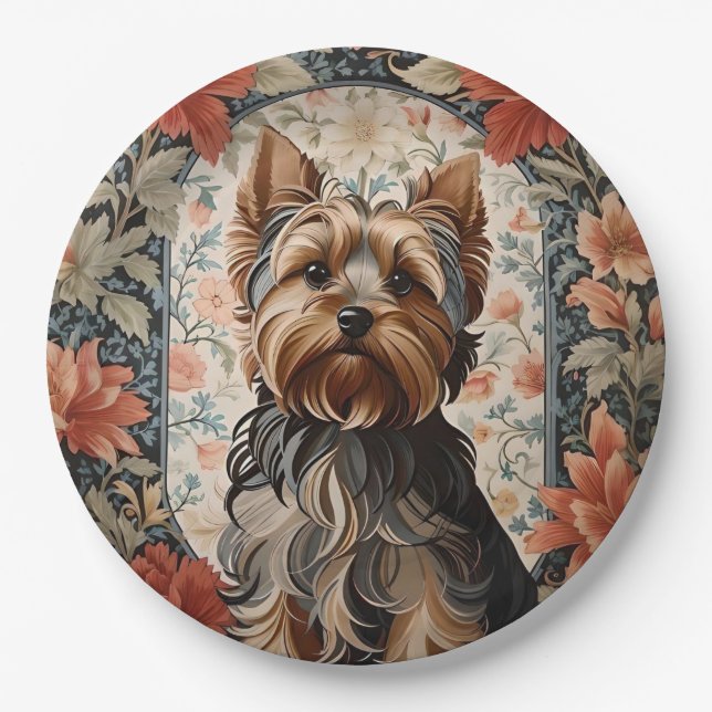 Niedlich Yorkie | Yorkshire Terrier Portrait Pappteller