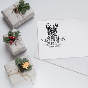 Niedlich Yorkshire Dog Weihnachtszeit Rücksendeadr Gummistempel