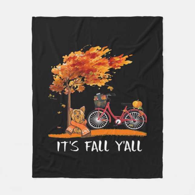 Niedlich Yorkshire Herbst Kawaii Yorkie It's Fall  Fleecedecke (Vorderseite)