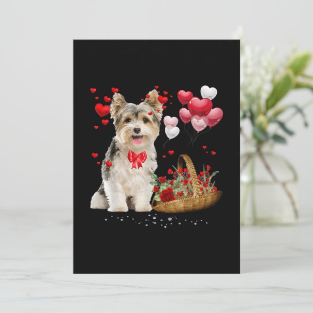 Niedlich Yorkshire Terrier Balloon Herz Valentine  (Stehend Vorderseite)