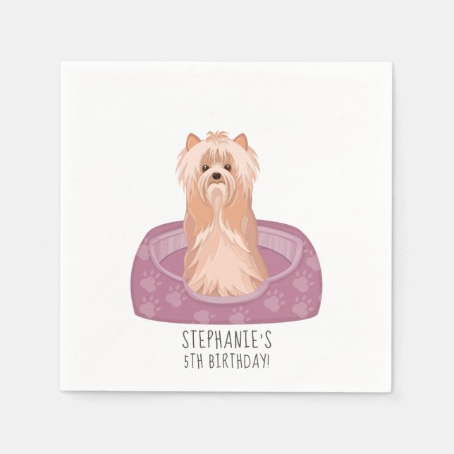 Niedlich Yorkshire Terrier Birthday Napkins Serviette (Vorderseite)