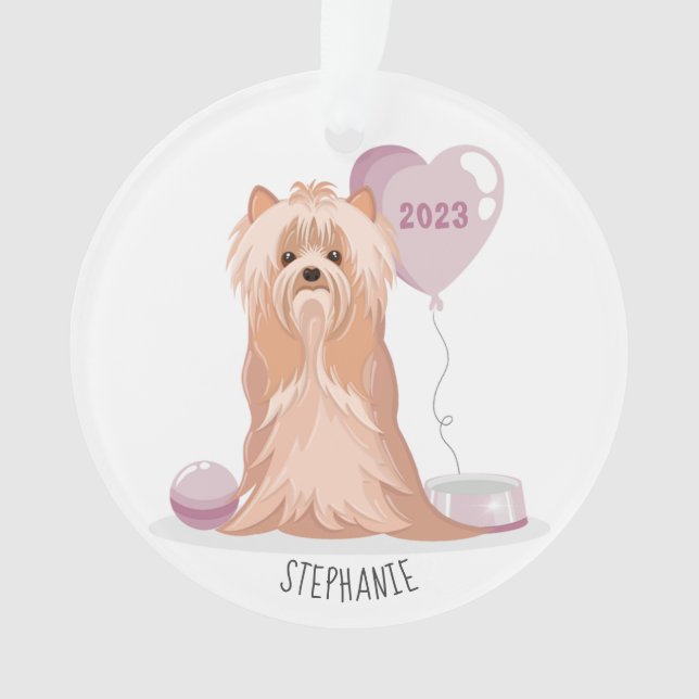 Niedlich Yorkshire Terrier Birthday Ornament (Vorderseite)