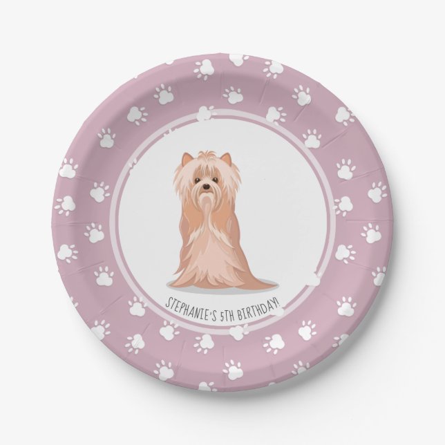 Niedlich Yorkshire Terrier Birthday Paper Tellers Pappteller (Vorderseite)
