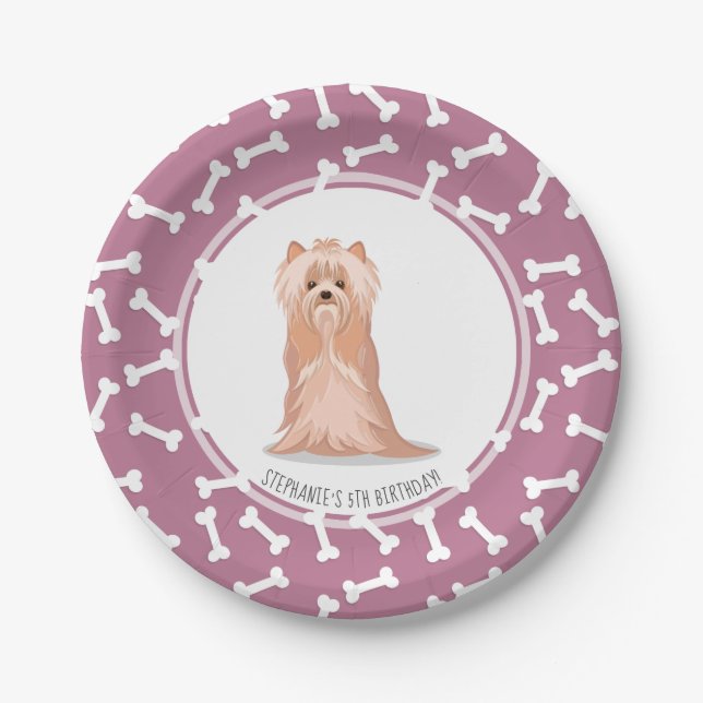 Niedlich Yorkshire Terrier Birthday Paper Tellers Pappteller (Vorderseite)