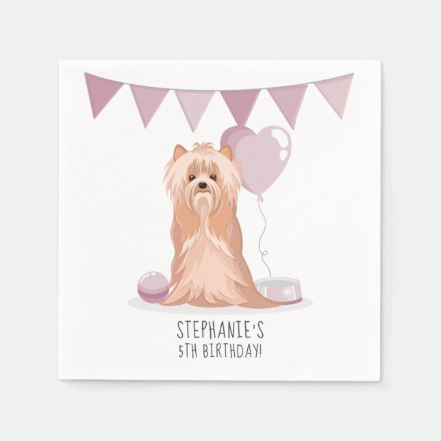 Niedlich Yorkshire Terrier Birthday Serviette (Vorderseite)