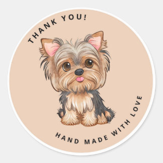 Niedlich Yorkshire Terrier Brown Vielen Dank Runder Aufkleber