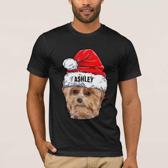 Niedlich Yorkshire Terrier Christmas Hat Dog Big T-Shirt (Vorderseite)