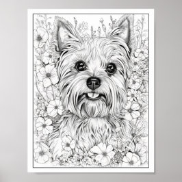 Niedlich Yorkshire Terrier Dog Coloring Poster