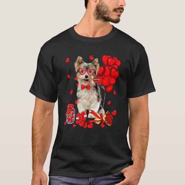 Niedlich Yorkshire Terrier Dog Heart Valentine's D T-Shirt (Vorderseite)