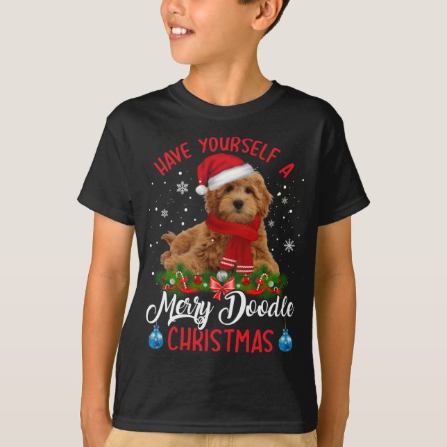 Niedlich Yorkshire Terrier Dog Merry Doodle Weihna T-Shirt (Vorderseite)