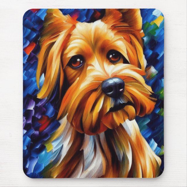 Niedlich Yorkshire Terrier Dog Painting Mousepad (Vorne)