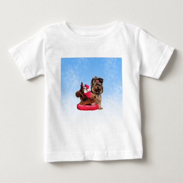 Niedlich Yorkshire Terrier Frohe Weihnachten Baby T-shirt (Vorderseite)