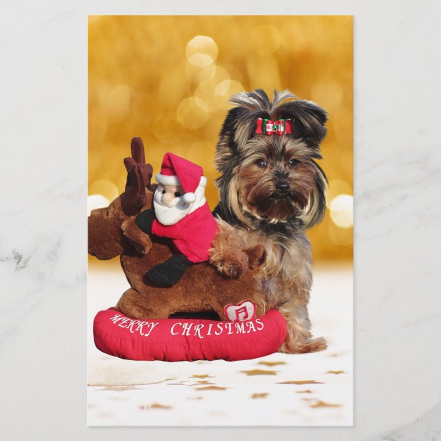 Niedlich Yorkshire Terrier Frohe Weihnachten Briefpapier (Vorderseite)
