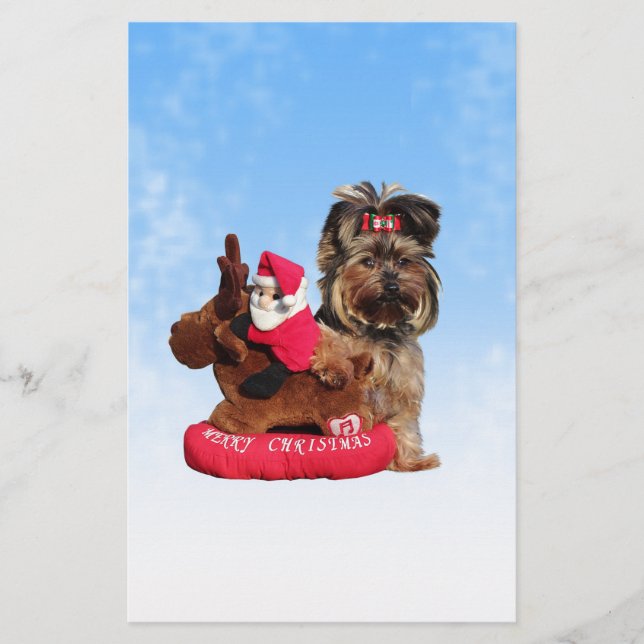 Niedlich Yorkshire Terrier Frohe Weihnachten Briefpapier (Vorderseite)