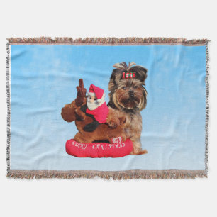 Niedlich Yorkshire Terrier Frohe Weihnachten Decke