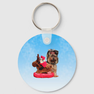 Niedlich Yorkshire Terrier Frohe Weihnachten Schlüsselanhänger